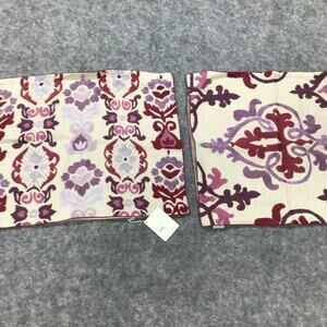 Kuk May Pillow Shams Abstract Purple Embroidered 20 x 20‎ Set Of 2 NWT 24 x 19